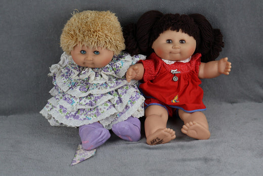 2 Vintage Zapf Creations Girl Baby Doll 18 In Girl Dolls Red Floral Vinyl Cloth